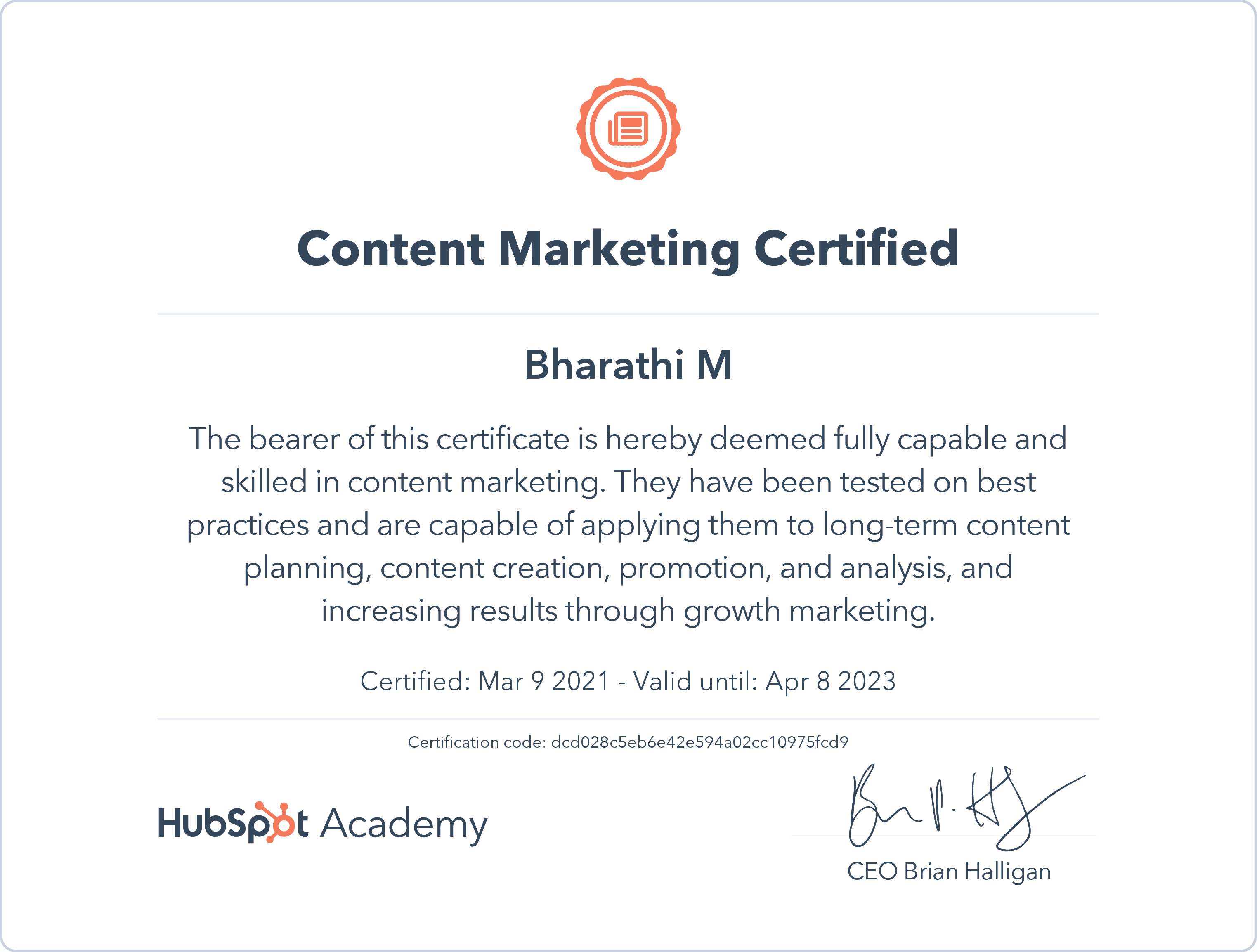 Content Marketing Certificate