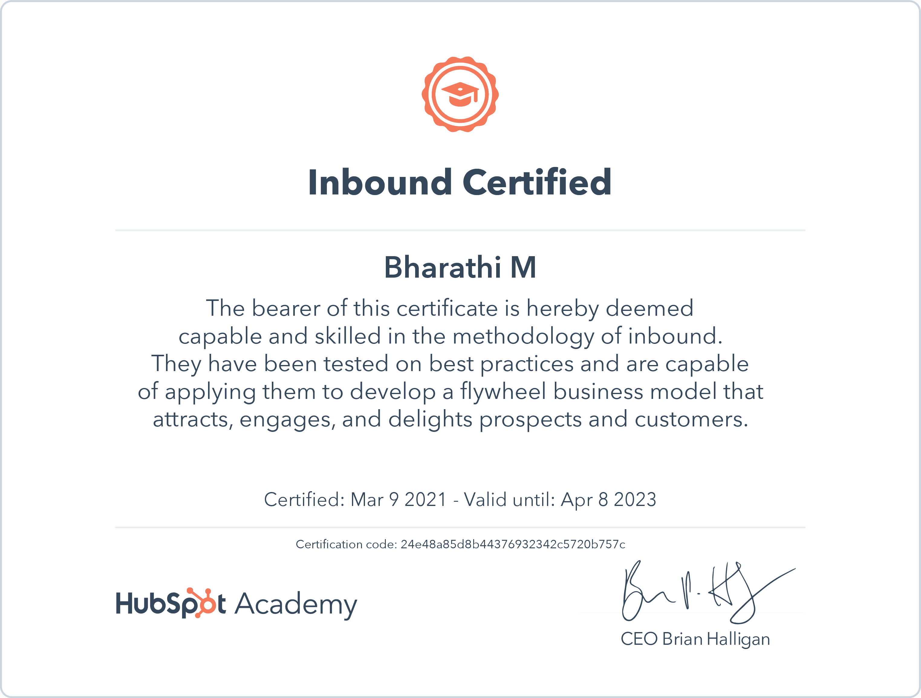 Inbound Marketing Certiicate