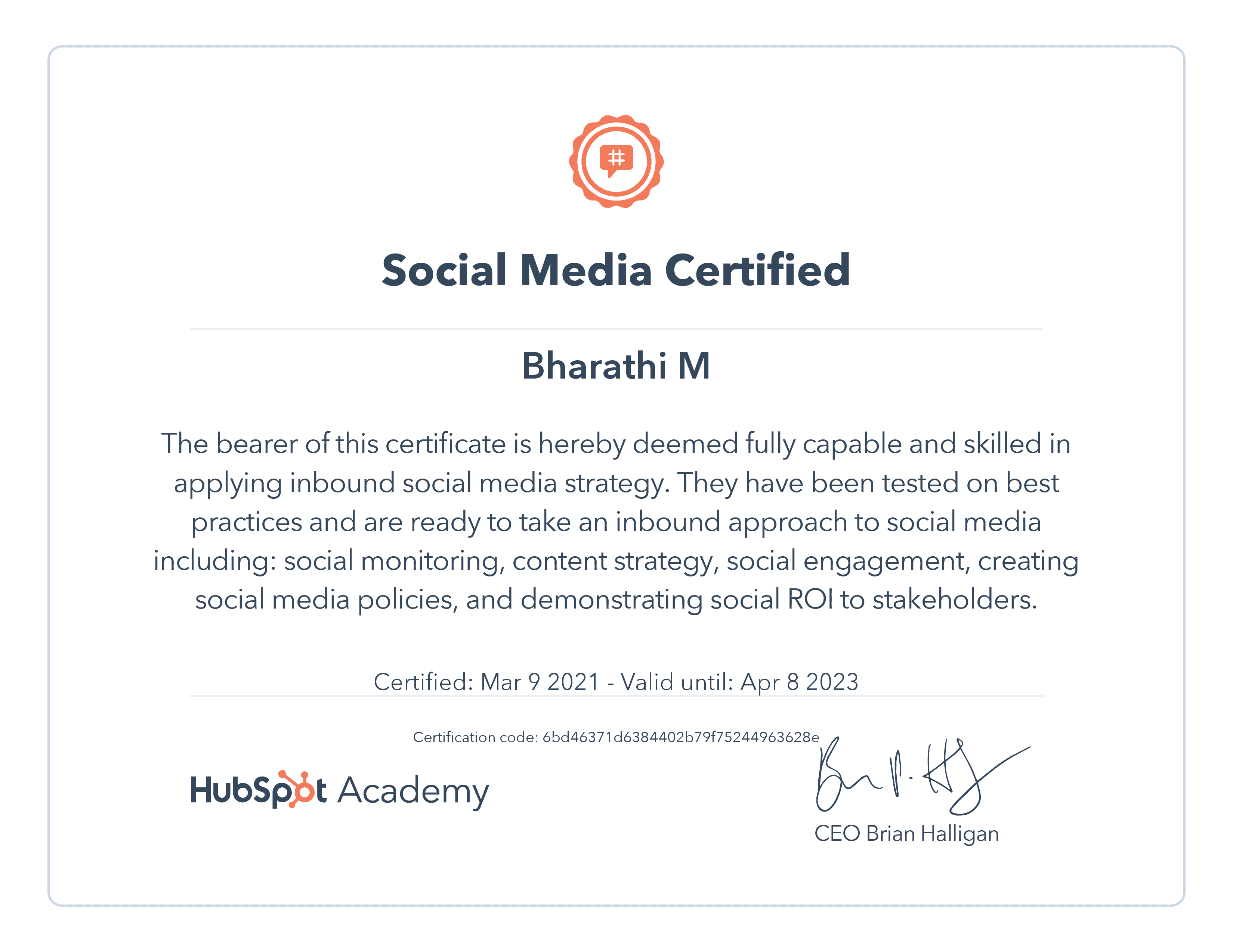 Social Media Certificate